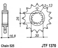 JTF1370 - pinion JT Sprockets 525 - 16 dinti