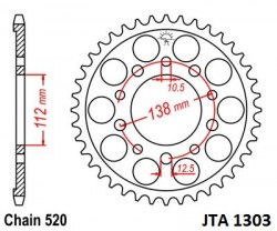 JTA1303 - foaie aluminiu JT Sprockets 520 - 46 dinti