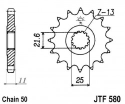 JTF580 - pinion fata 530 JT Sprockets, 16 dinti