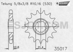 50-35017-16 - pinion fata 530 Esjot, 16 dinti