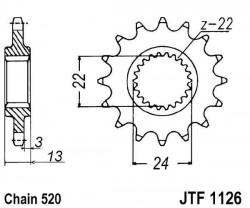 JTF1126, JTF402 - pinion otel JT Sprockets 520 - 16 dinti