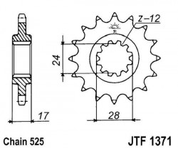 JTF1371 - pinion 525 JT Sprockets - 15 dinti