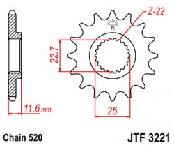 JTF3221 - pinion otel JT Sprockets - 13 dinti