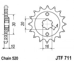 JTF711- pinion otel JT Sprockets, 13 dinti