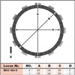 MCC450-9 - set discuri frictiune ambreiaj Lucas TRW, Yamaha div. modele