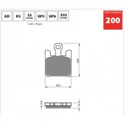 200GP6 - placute de frana racing Goldfren - fata