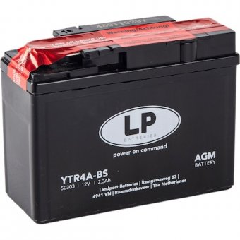 YTR4A-BS - Acumulator moto AGM cu pachet acid Landport 12V 4Ah